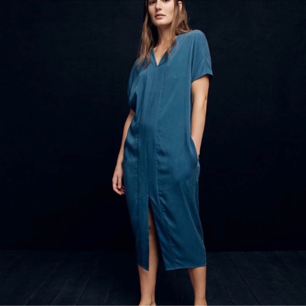 Universal Standard for J. Crew Teal Midi Silk Dress XL